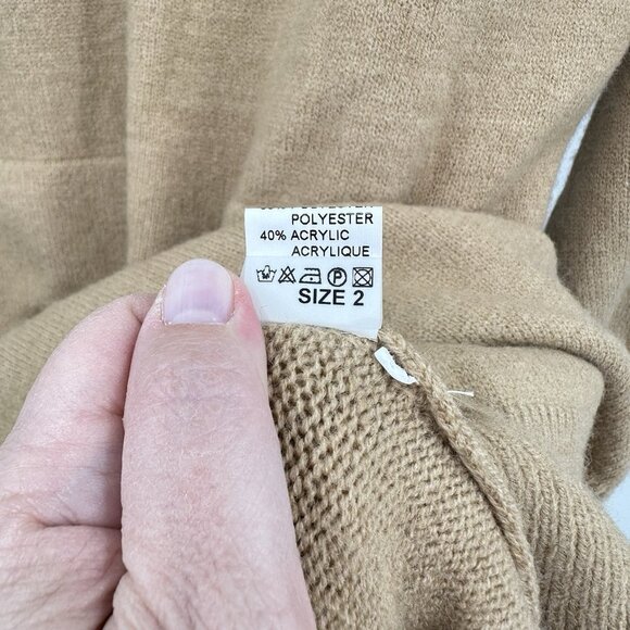 ANNA KAY sweater dress knit wool blend patch pockets midi long sleeve tan 2 - Picture 8 of 8